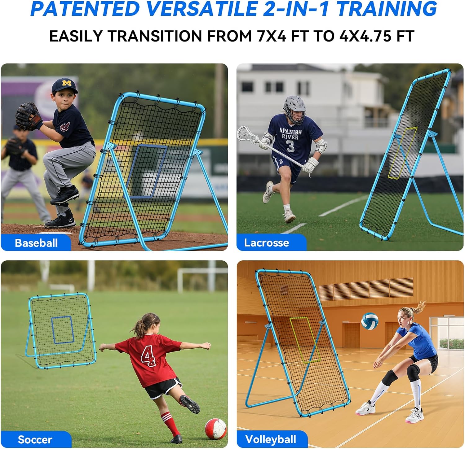 Perfect for volleyball, baseball, softball, and soccer practice. Enhance skills across various sports with this adaptable volleyball rebounder net.