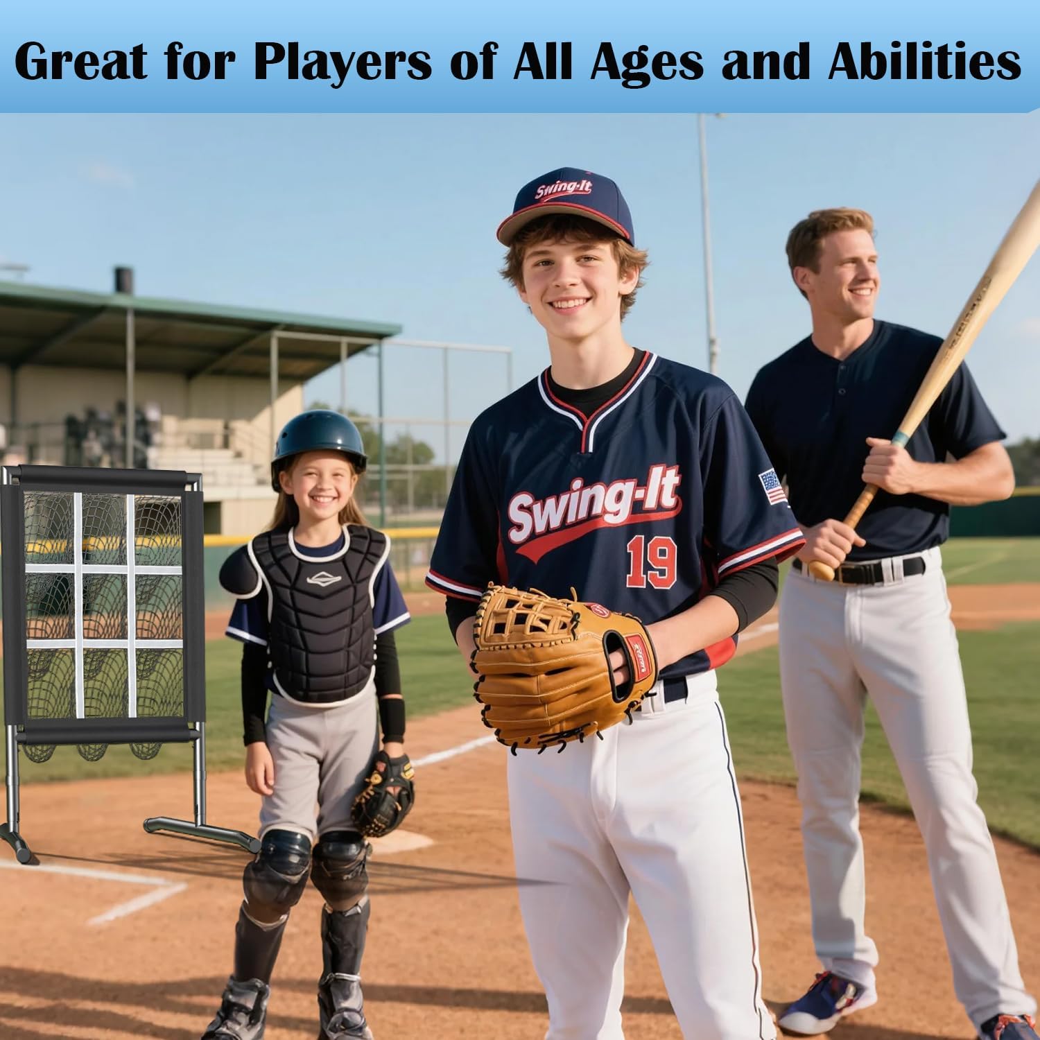 Designed for all skill levels, this 9-hole pitching net features 3 adjustable heights, reinforced telescopic legs. Perfect for mastering fastballs, curveballs, and sliders, it helps players develop accuracy for baseball and softball pitching targets, from beginners to advanced