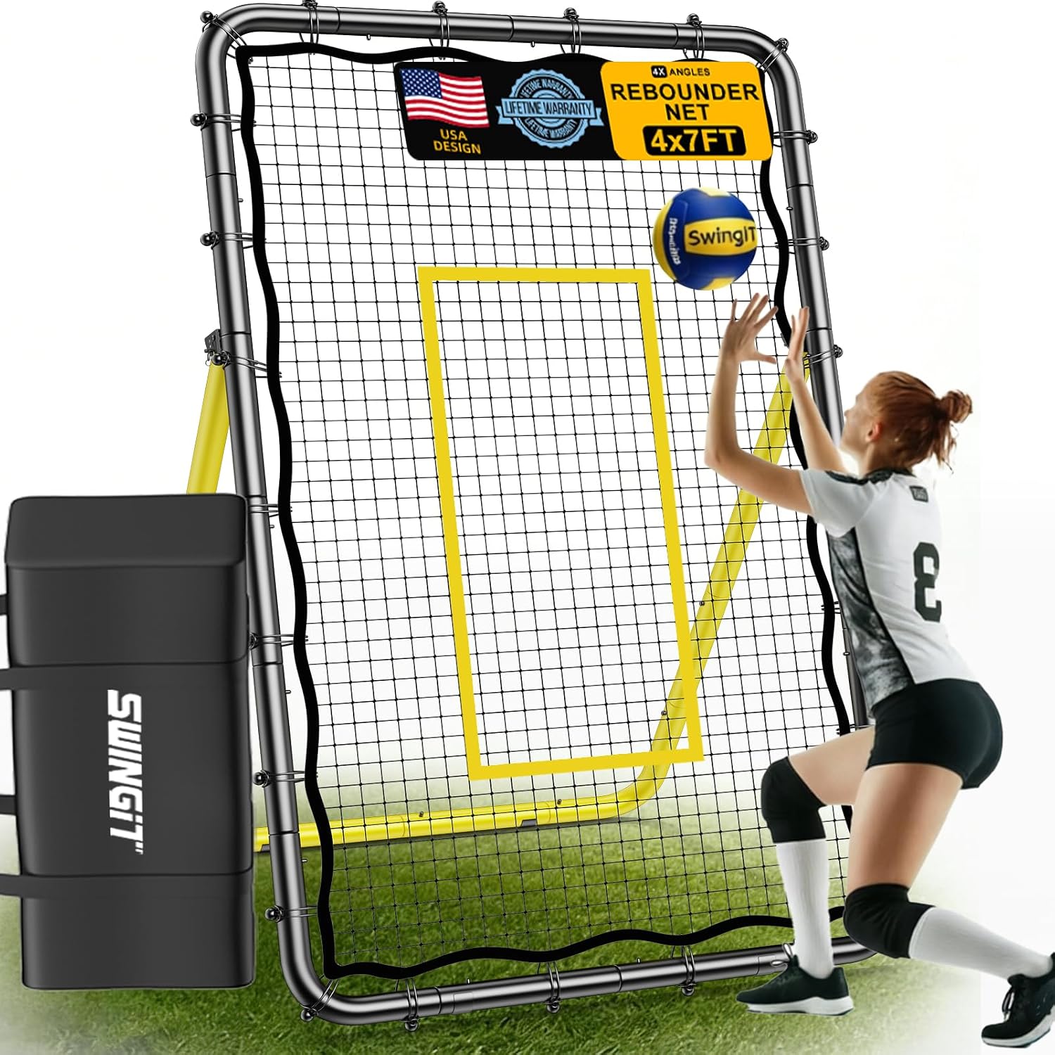 Adjustable Volleyball Rebounder Net 7x4FT